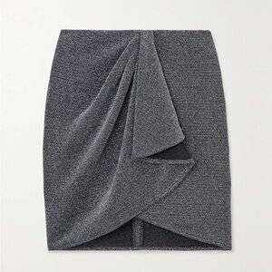 NWT Marant Etoile Bergen draped metallic stretch-jersey mini skirt